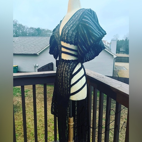 Black Lace Gown size medium 6/8 Fancy By Francesca Watson Designer sample sale - Picture 10 of 10